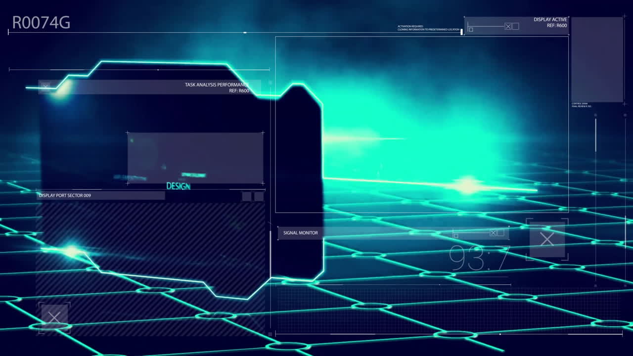 디지털 데이터 처리 및 텍스트 오버 그리드의 애니메이션