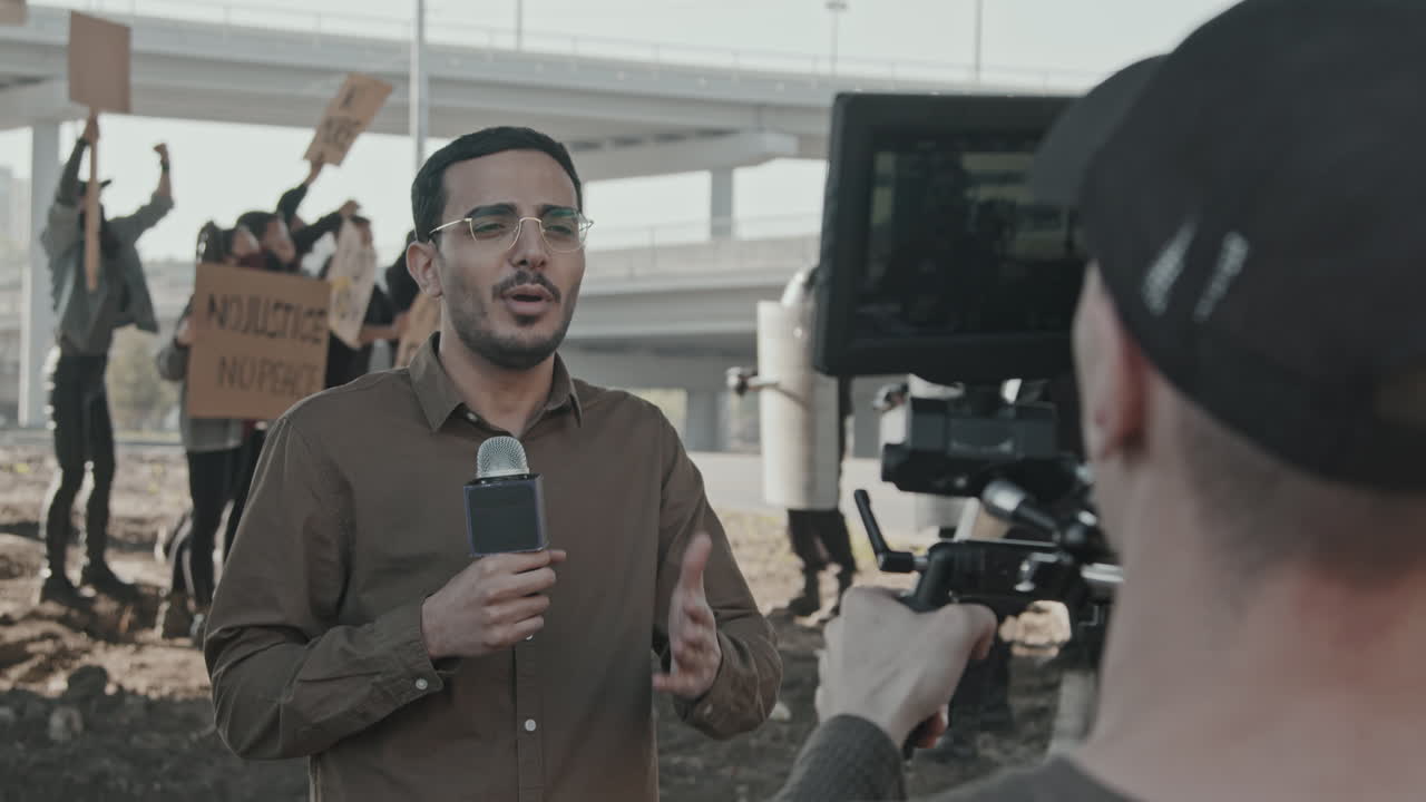 News reporter covering a protest