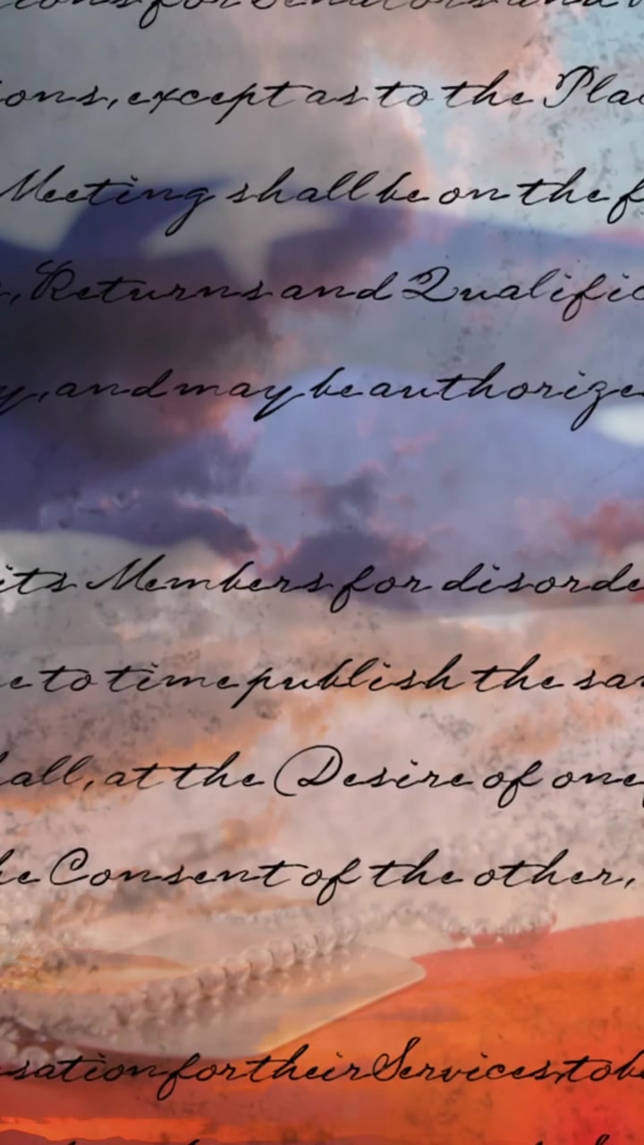 Written constitution of the United States and flag 4k