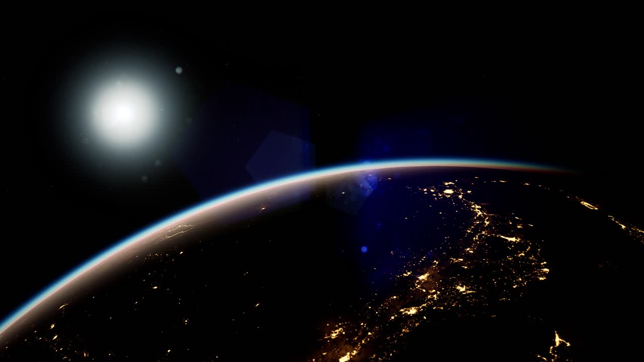 Space, Sun and planet Earth at Night