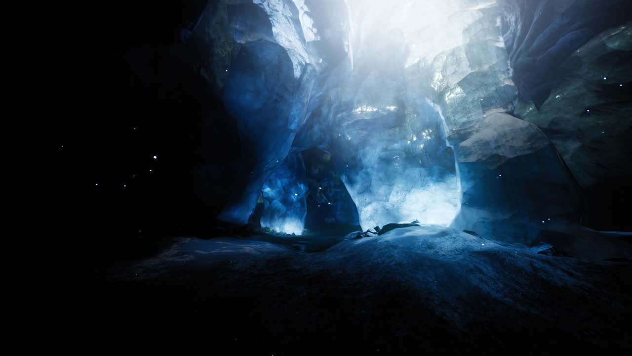 Stunning cave environment with glowing elements and mysterious ambiance