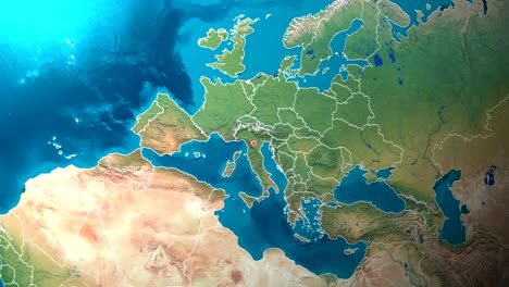 italy - modena - zooming from space to earth