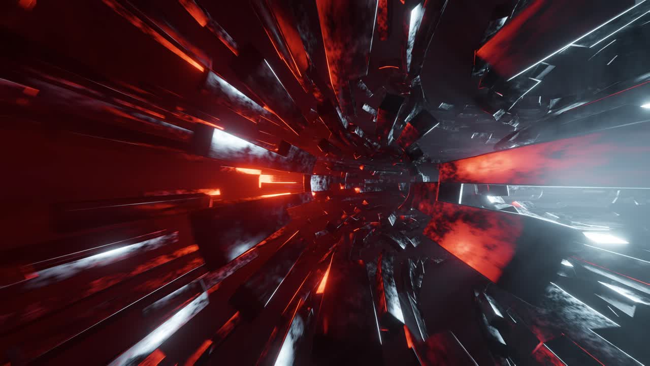 volando a través de un túnel en el espacio exterior. animación en bucle infinito.