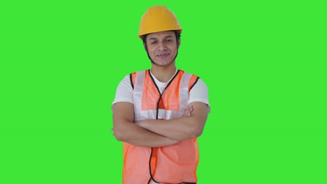 Portrait-of-Happy-Indian-construction-worker-Green-screen