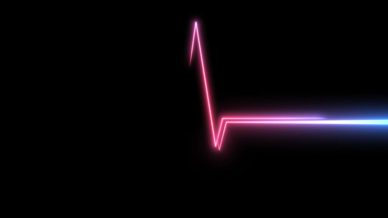 Neon hjertefrekvens og puls-animation på en sort baggrund, sømløst loop. 4k.