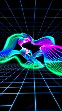 vibrant abstract neon grid with flowing light trails