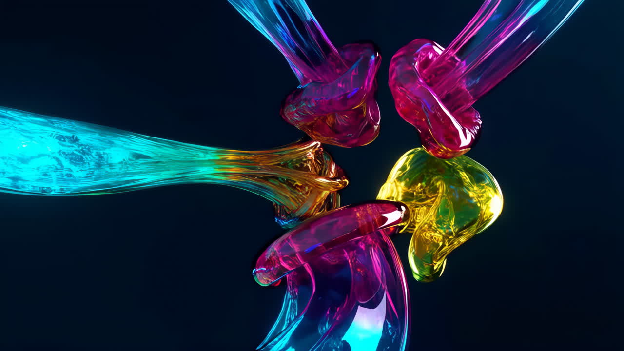 Vibrant Abstract Fluid or Glass Intertwined Shapes