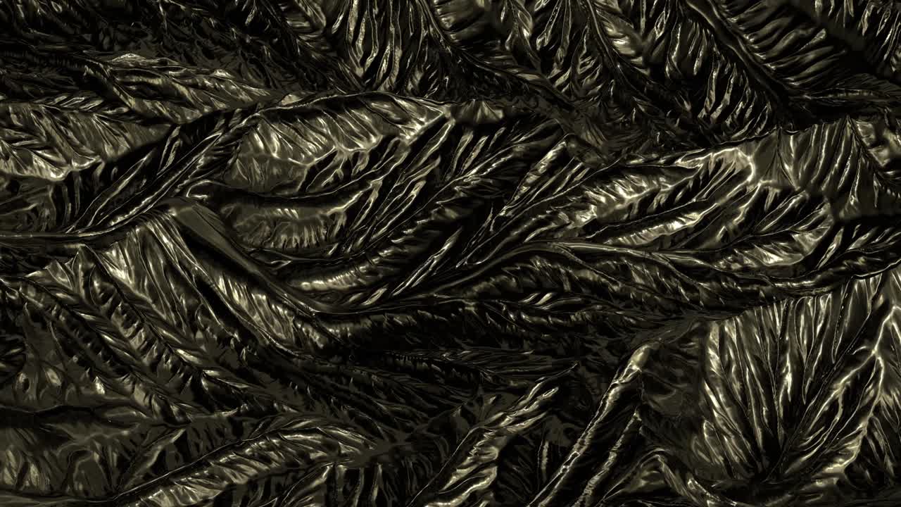 Guld abstrakt bakgrund. Detaljerad förskjuten yta. Abstrakt planetyta. Brustextur. Brun-gul vågig yta. 3D-rendering animationsloop. 4K UHD.
