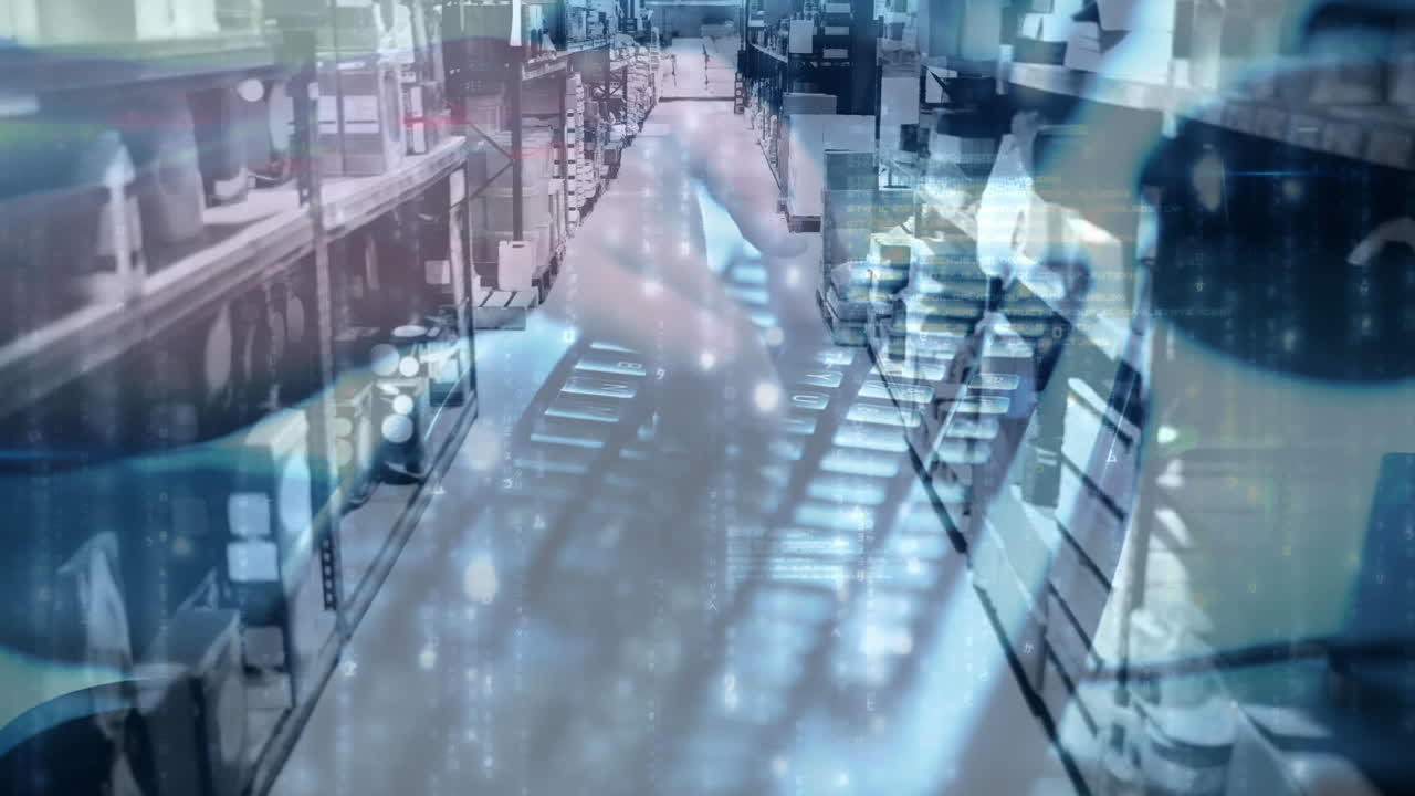 창고의 선반에 대한 연결 네트워크의 애니메이션