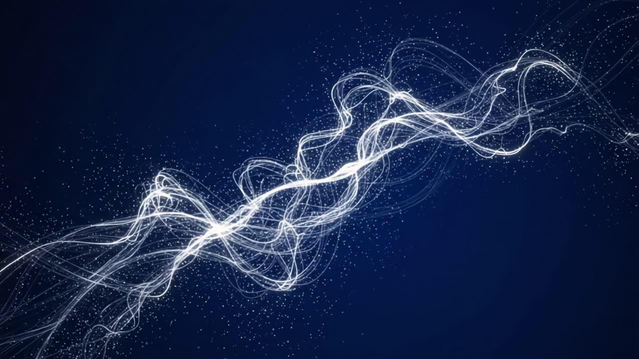 Dynamic Flow of Light: A Mesmerizing Display of Abstract Light Trails Against a Deep Blue Background Capturing the Essence of Movement and Energy