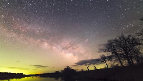 rising milky way time-lapse, meteor strikes