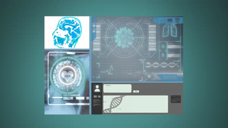 animation of scope scanning and medical data processing over digital screen