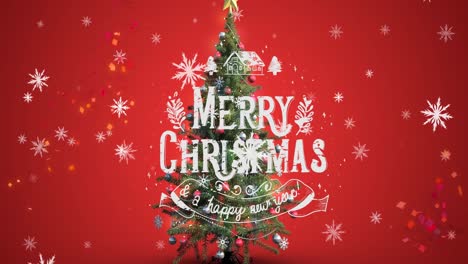 Animation-of-christmas-greetings-text-over-christmas-tree-and-decorations