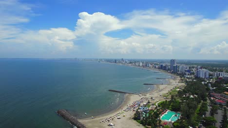 Aerial-view-of-Boca-del-Rio,-Veracruz-showing-its-beaches-and-architecture