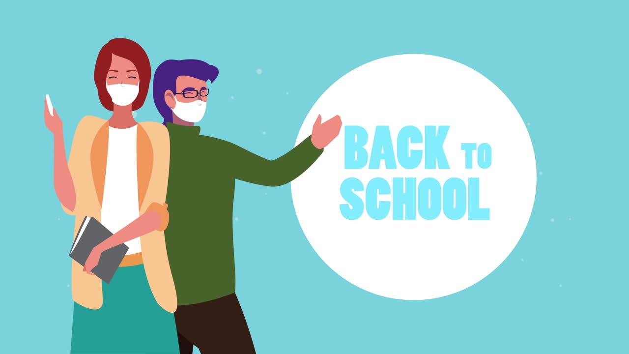 코로나19에 대한 의료 마스크를 착용하는 교사들