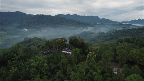 punthuk setumbu scenic overlook in bali mountains, aerial drone landscape