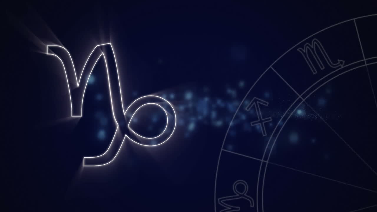 보라색에 있는 염소자리 조디악 표지