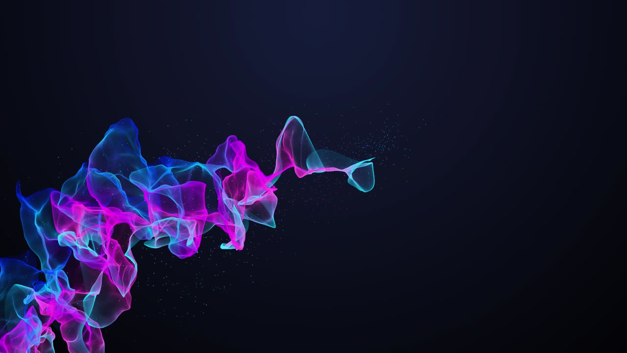 추상적인 네온 입자와 파동, 미래의 모션 디자인