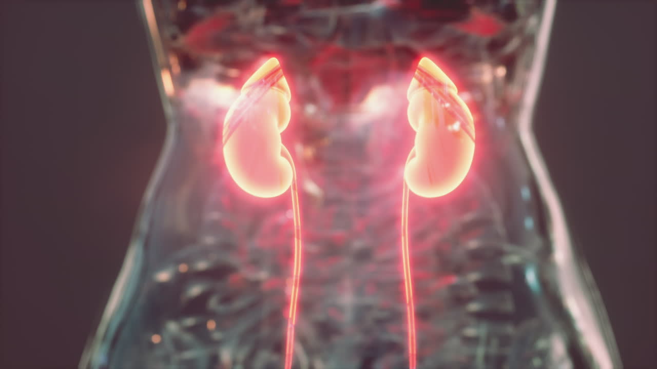 Kidney health care concept with transparent body