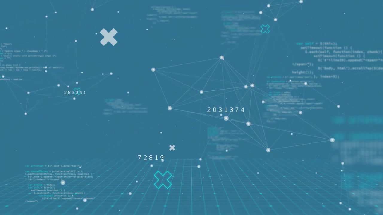 animación del procesamiento de datos digitales sobre un fondo azul