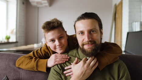 Caucasian-man-and-boy-in-the-living-room