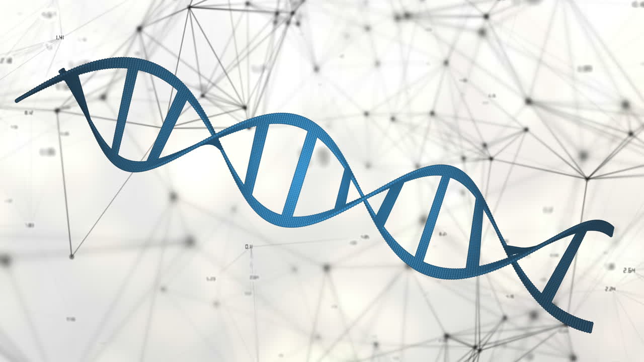 animación de la cadena de adn sobre un fondo blanco