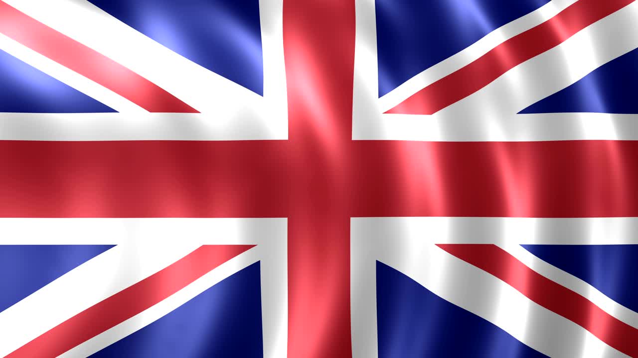 bandera de satén realista del reino unido bandera británica animada 3d en bucle renderización interminable bandera de gran britain reino unido union jack ondeando en el viento transmisión en 4k 60p optimizado para reducir el tamaño o nativo