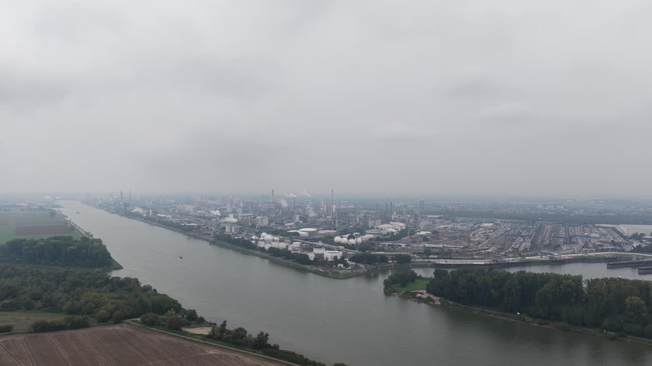 Ludwigshafen chemical and industrial site. Aerial drone video
