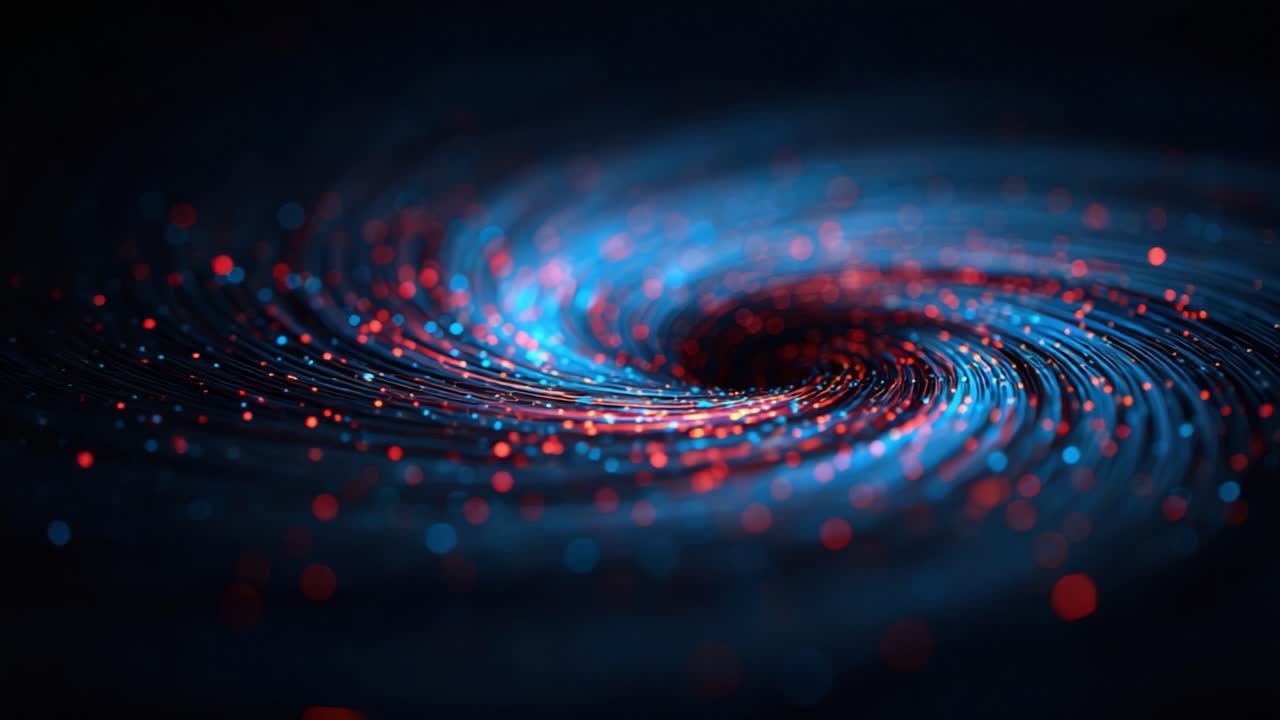 A Stunning Visual Representation of a Cosmic Vortex, Showcasing the Intricate Patterns and Vibrant Colors of a Whirling Galaxy with Red and Blue Light Effects