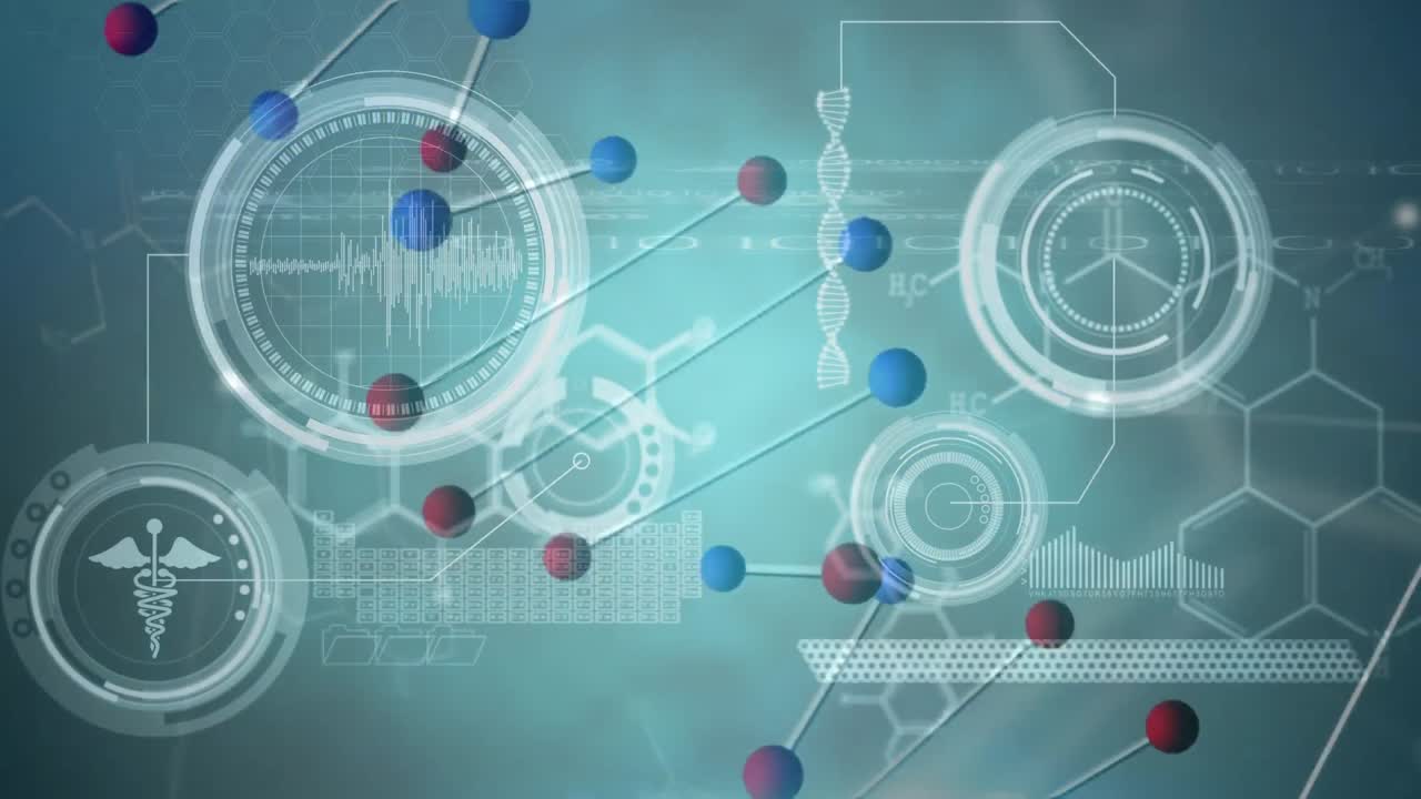 회색 배경에서 데이터 처리에 대한 dna 스트랜드의 애니메이션