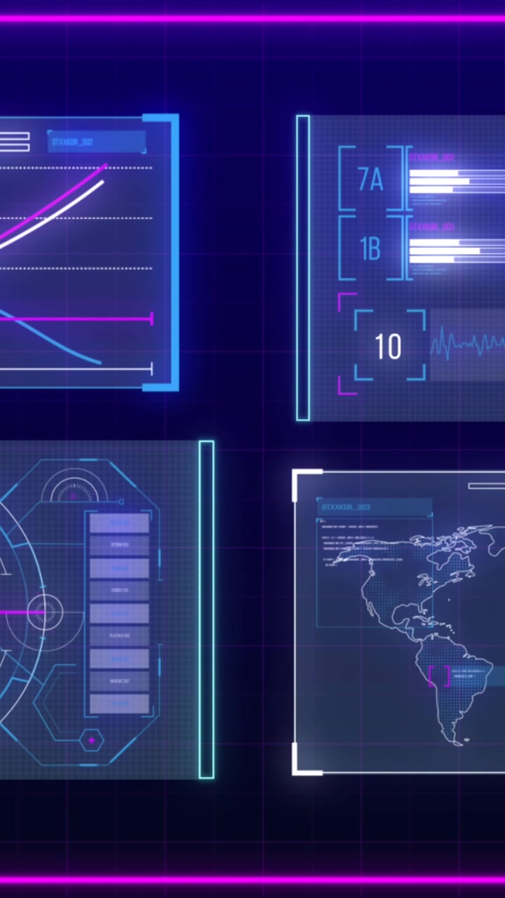Animation of data processing on blue background