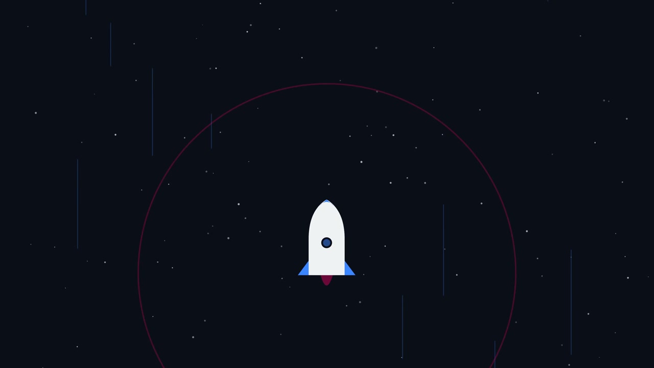 Animated Rocket Ship Launching Into Deep Space