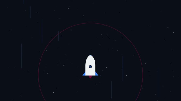 Animated Rocket Ship Launching Into Deep Space