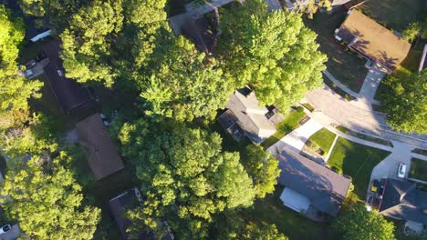 descending from high in the air to show a flat roof