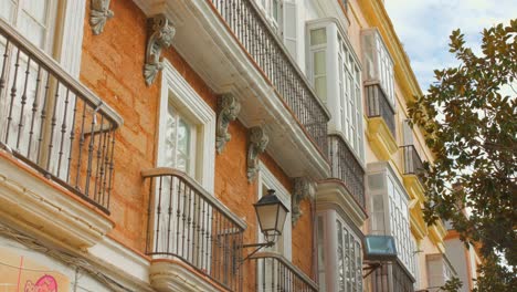 vintage buildings in old town of cadiz on a sunny day in spain