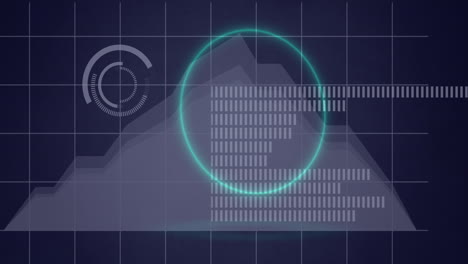 el video muestra círculos de neón en fondo marino con varios tipos de gráficos.