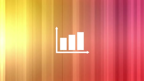 Bar-graph-icon-against-yellow-and-pink-gradient-striped-background