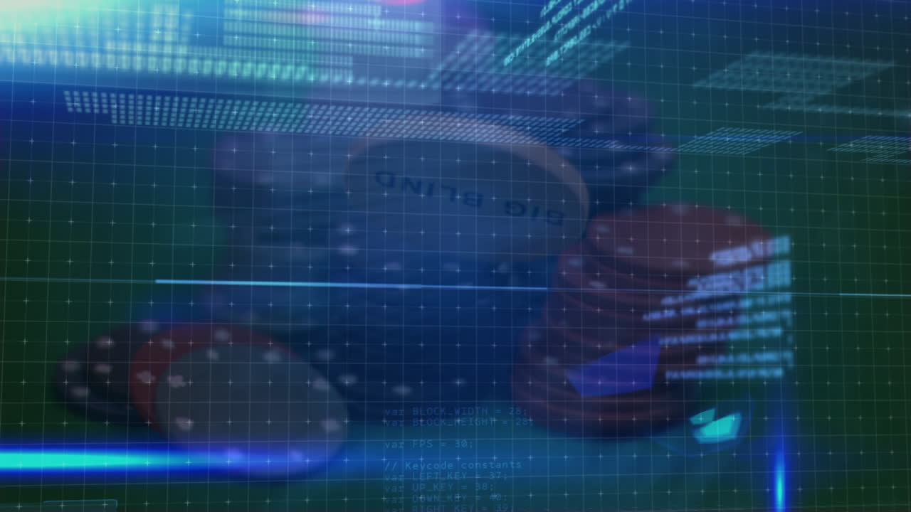 Animation of data processing over casino chips
