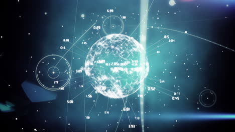 animación del globo a través de la red de conexiones y procesamiento de datos
