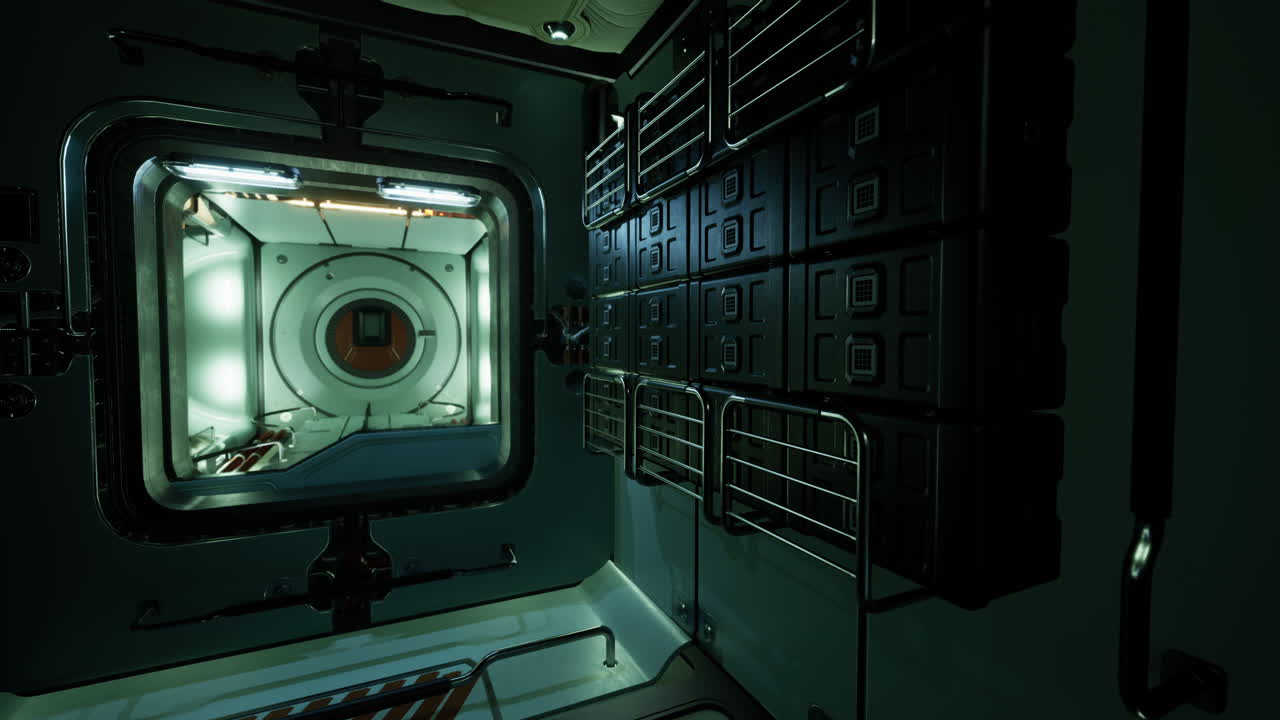 미래의 우주선 복도