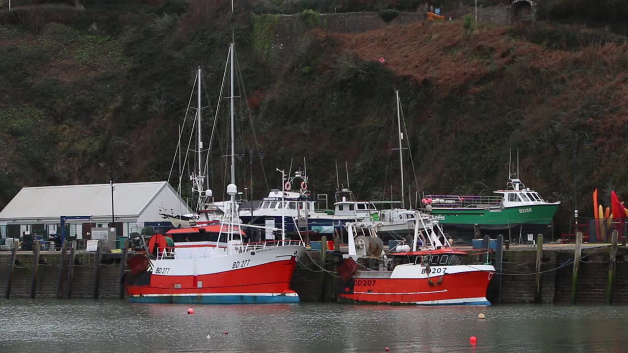 Due pescherecci commerciali ormeggiati nel porto.