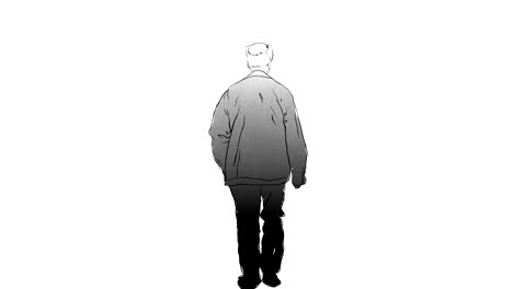 old man walking around frame by frame sketch and drawing animation