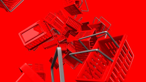 cestas de compras rojas sobre fondo rojo