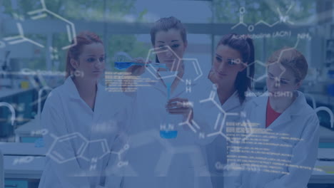 animación del procesamiento de datos en el laboratorio de científicos