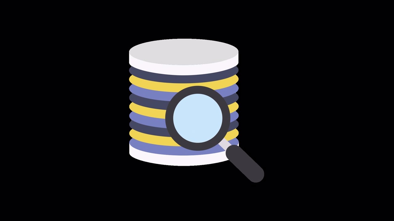 Animated Icon of Magnifying Glass Searching a Data Stack