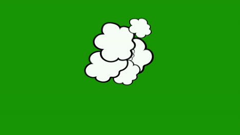 Einfache-Geschwollene-Wolken-Cartoon-Schweben-Auf-Grünem-Bildschirm,-Chroma-Key