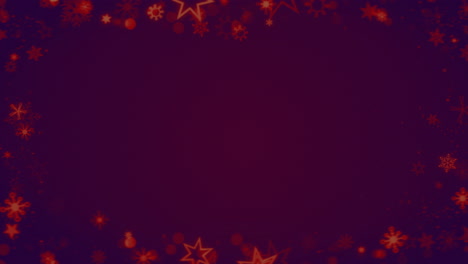 red and purple christmas frame background with snowflakes and stars