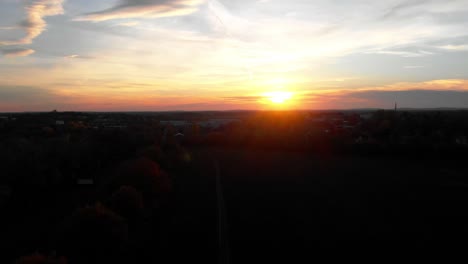 drone footage of beautiful sky at sunset around berlin brandenburg