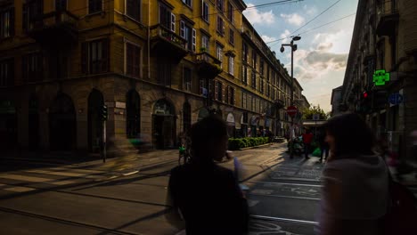 italy sunny evening milan city traffic street 4k timelapse