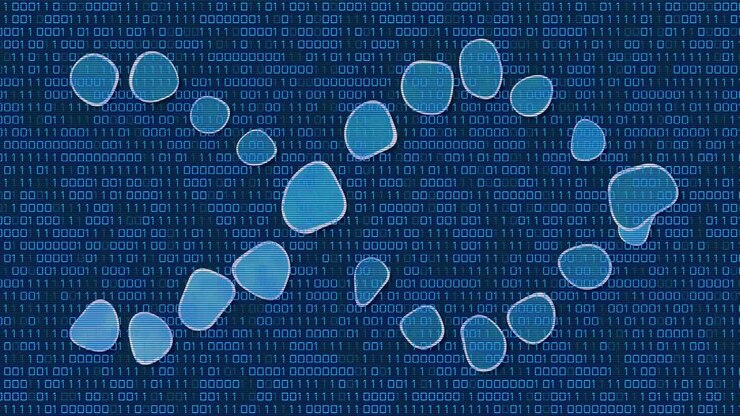 Animation of medical data processing over black background